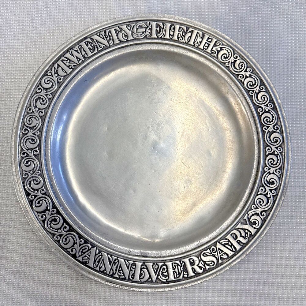 Vintage Wilton Columbia RWP Pewter 25th Twenty Fifth Anniversary Plate 11" USA